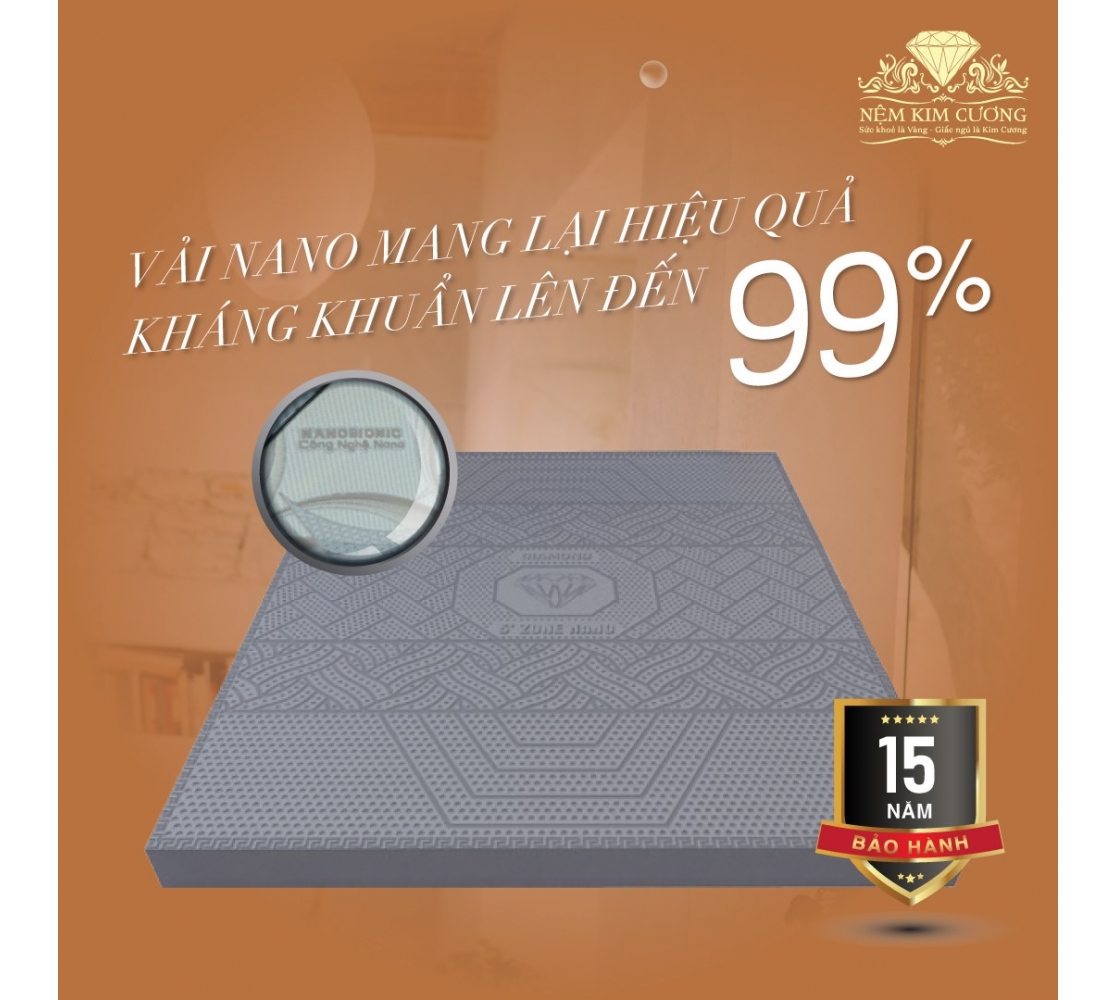 Nệm cao su than hoạt tính Kim Cương 5Zone Biolux